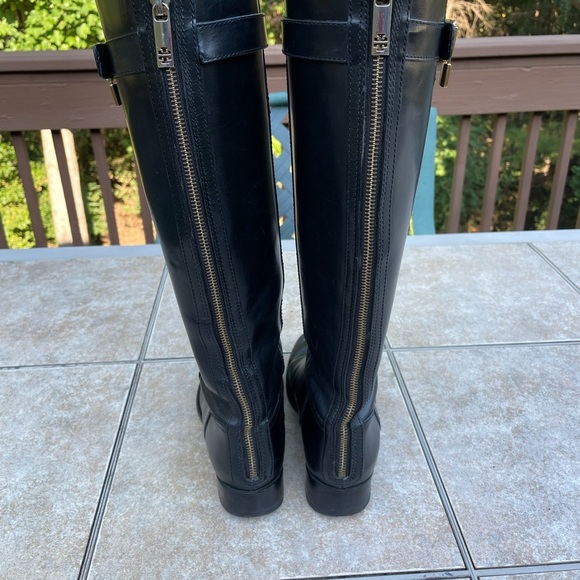 Tory Burch black leather padlock riding tall boots - Picture 5 of 12